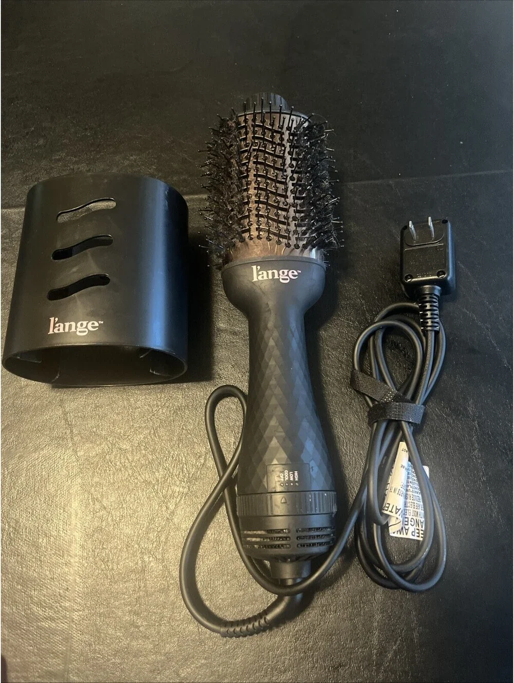 L’ange 2 in 1 Volumizing Brush Hair Dryer AB313 3” Black Lange Rose Gold Works